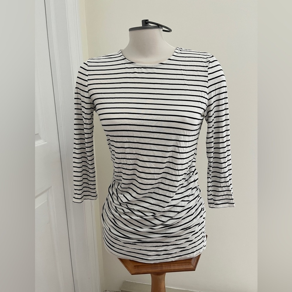 Indigo poppy maternity top with stripes size medium